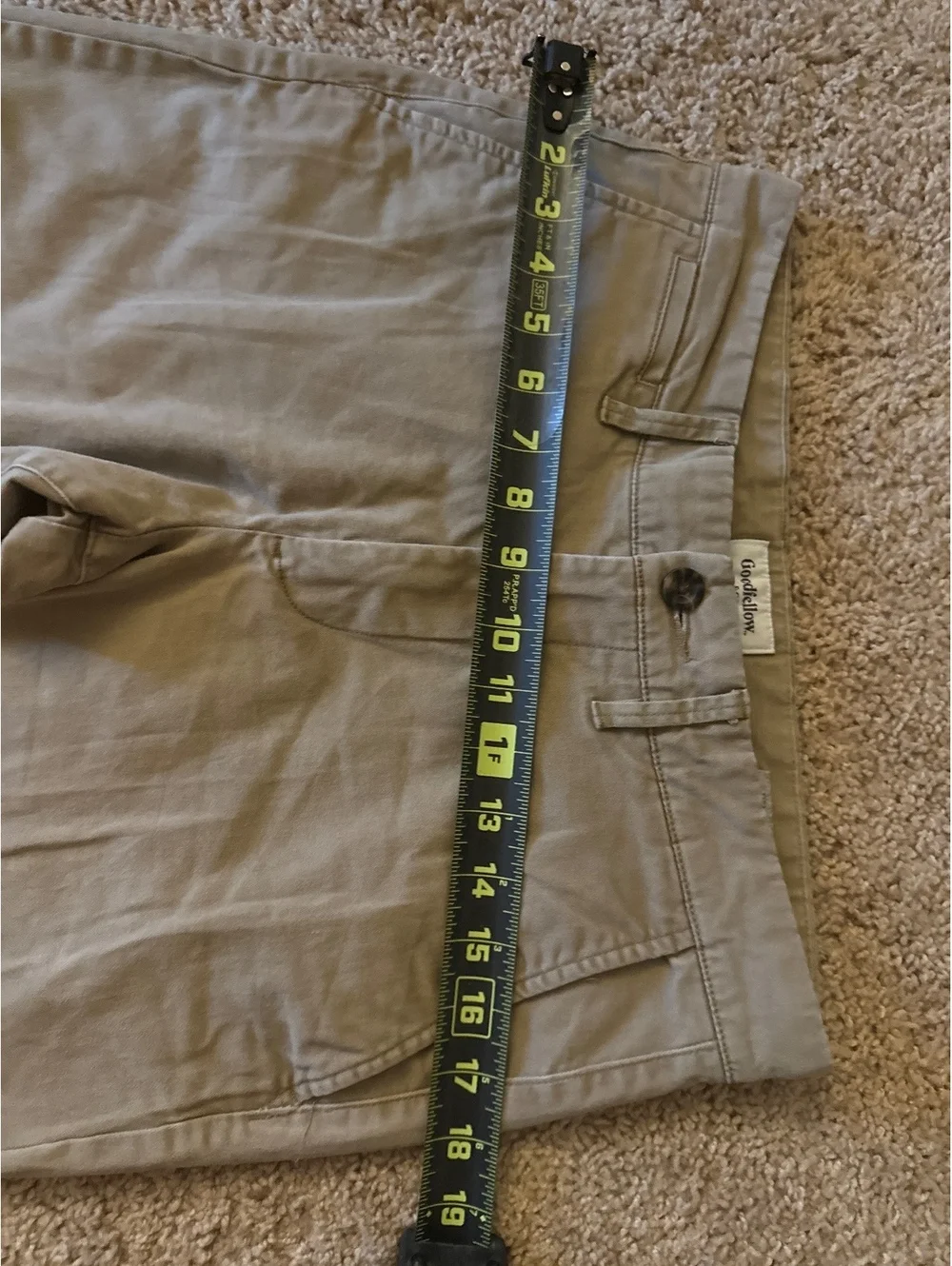 Goodfellow & Co Khaki Cotton Chino Pants, Waist 32 in., Inseam 34 in.